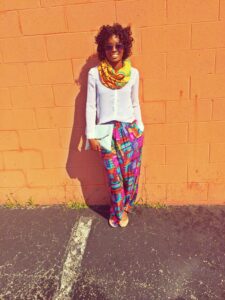 Print scarf with palazzo pants
